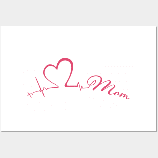 Love Mom Heartbeat Daughter T Shirts Posters and Art